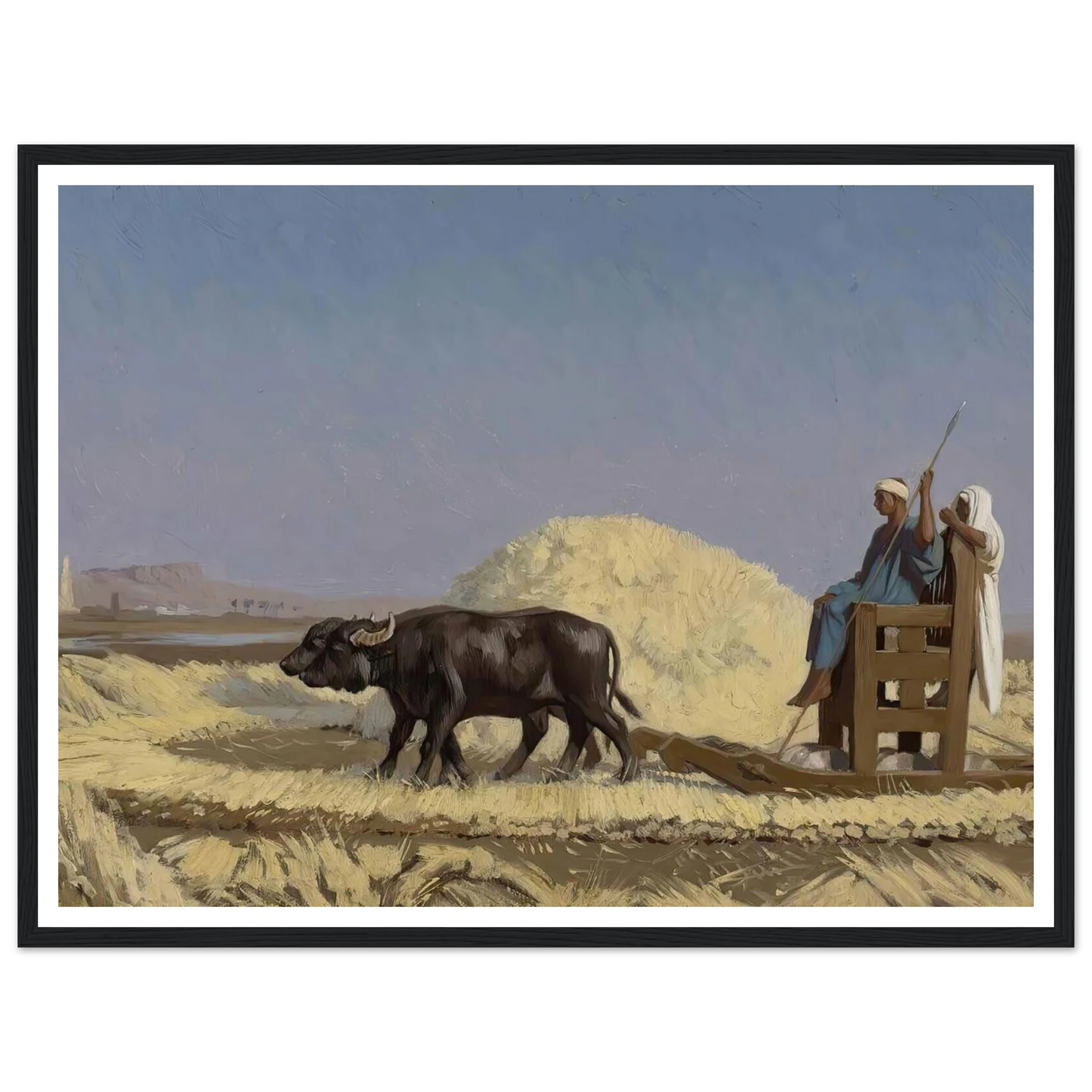 Egyptian Grain-Cutters Art Print | Jean Leon Gerome - Framed Poster - 30x40 cm / 12x16″ - Black frame