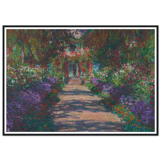 Eine Allee in Monets Garten in Giverny (1902) Art Print | Claude Monet - Framed Poster - 30x40 cm / 12x16″ - Black frame