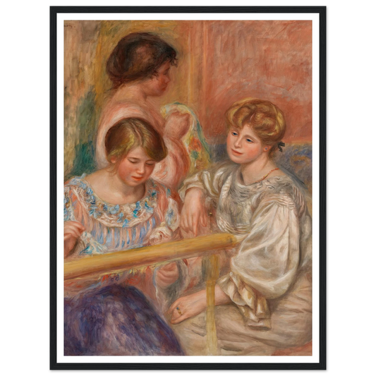 Embroiderers (Les Brodeuses) (c. 1902) Art Print | Pierre Auguste Renoir - Framed Poster - 30x40 cm / 12x16″ - Black frame