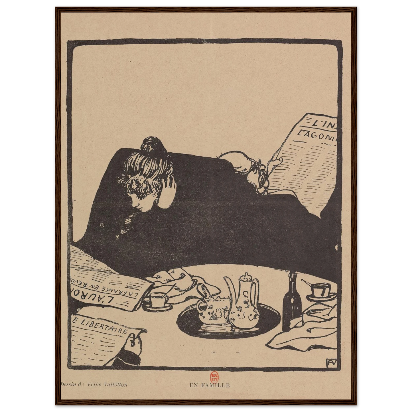 En Famille (1898) Art Print | Felix Vallotton - Framed Poster - 30x40 cm / 12x16″ - Black frame