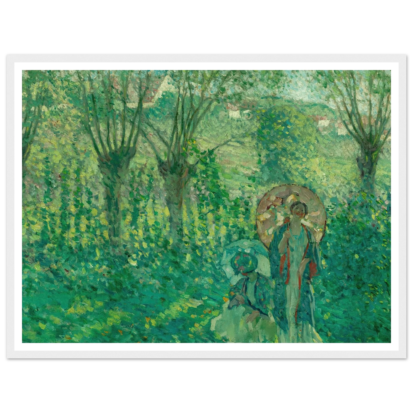 En Promenade (1908) Art Print | Frederick Carl Frieseke - Framed Poster - 30x40 cm / 12x16″ - Black frame
