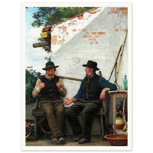 En Samtale mellem to Fiskere (1880) Art Print | Carl Bloch - Framed Poster - 30x40 cm / 12x16″ - Black frame