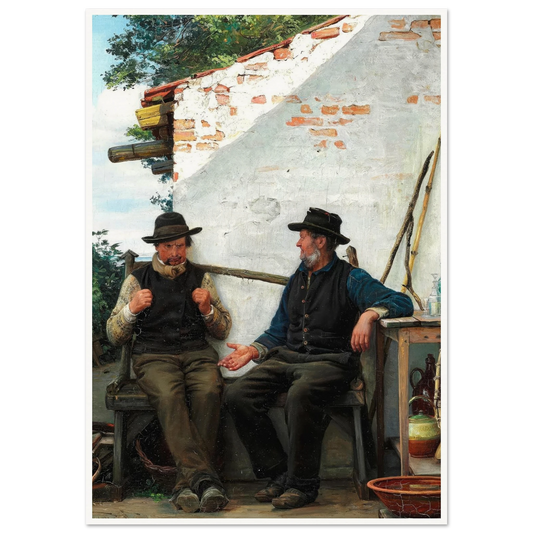En Samtale mellem to Fiskere (1880) Art Print | Carl Bloch - Framed Poster - 30x40 cm / 12x16″ - Black frame