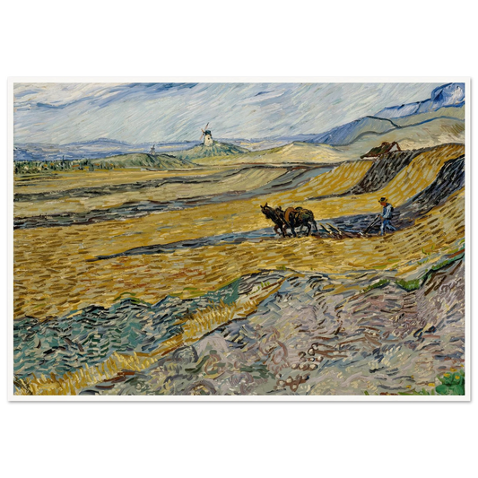 Enclosed Field with Ploughman (1889) Art Print | Vincent van Gogh - Framed Poster - 30x40 cm / 12x16″ - Black frame