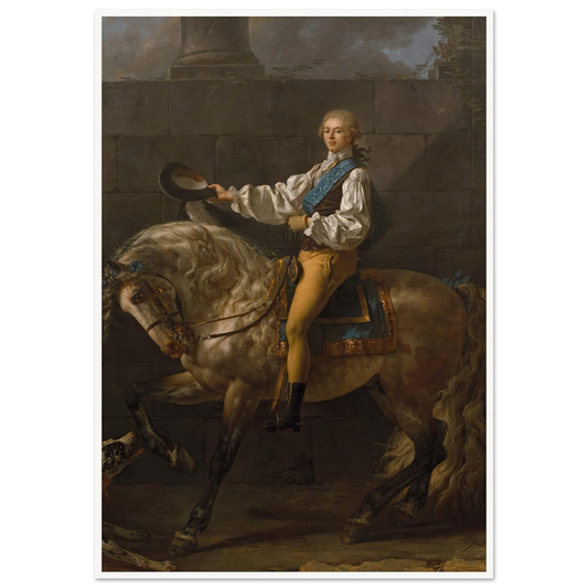 Equestrian portrait of Stanisław Kostka Potocki (1781) Art Print | Jacques Louis David - Framed Poster - 30x40 cm / 12x16″ - Black frame