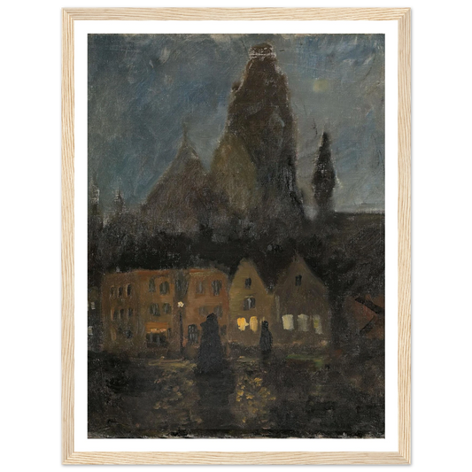 Evening in Dieppe (1894 - 1898) Art Print | Frits Thaulow - Framed Poster - 30x40 cm / 12x16″ - Black frame