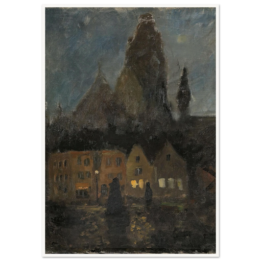 Evening in Dieppe (1894 - 1898) Art Print | Frits Thaulow - Framed Poster - 30x40 cm / 12x16″ - Black frame