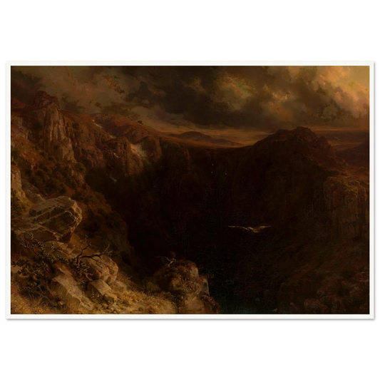 Evening in the mountains (1843) Art Print | August Behrendsen - Framed Poster - 30x40 cm / 12x16″ - Black frame