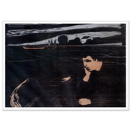 Evening (Melancholy III) (1902) Art Print | Edvard Munch - Framed Poster - 30x40 cm / 12x16″ - Black frame