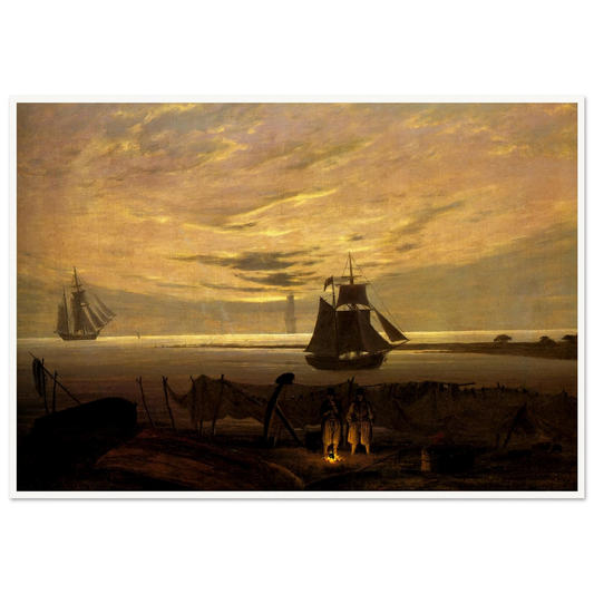 Evening on the Baltic Sea Art Print | Caspar David Friedrich - Framed Poster - 30x40 cm / 12x16″ - Black frame