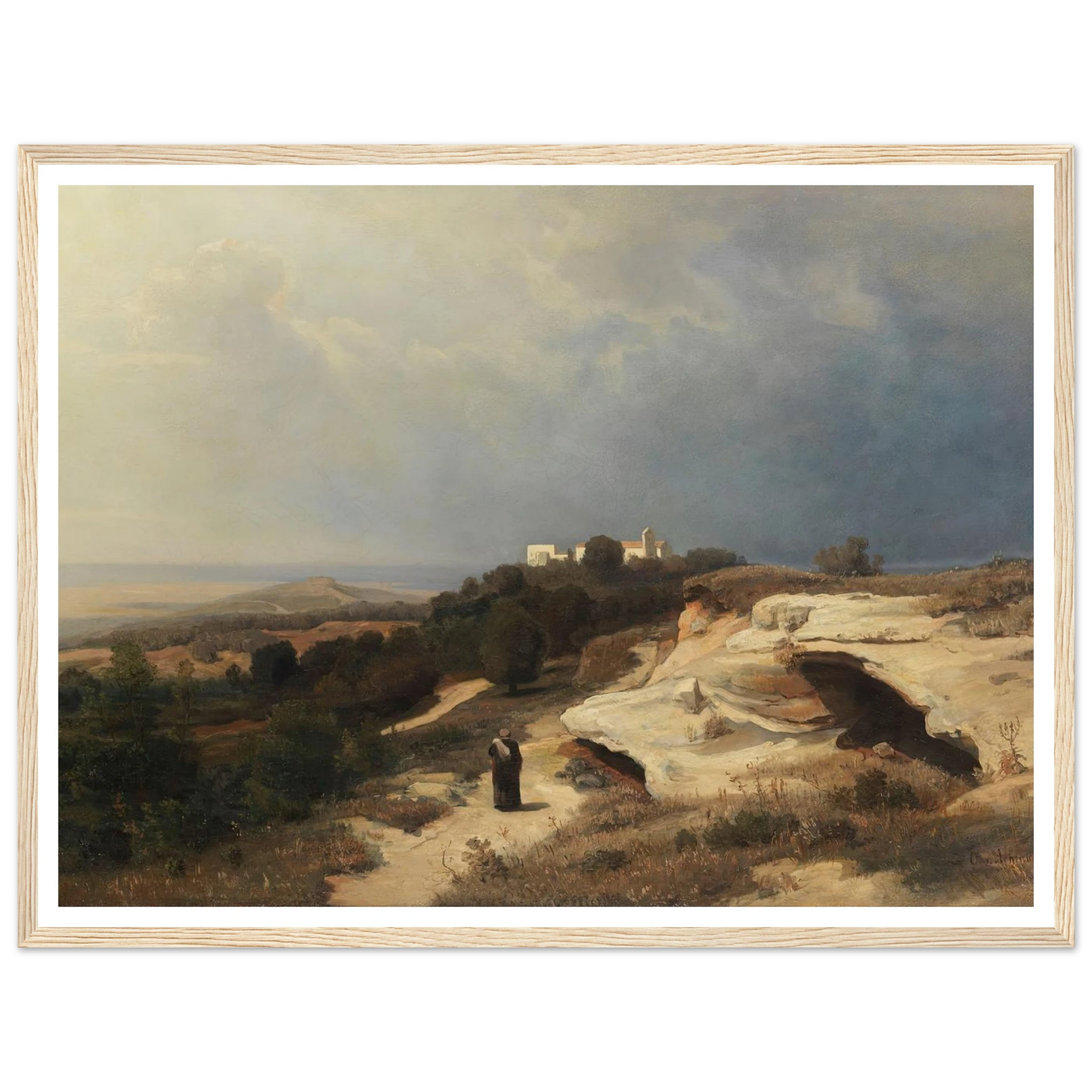Campagnalandschaft mit wanderndem Mönch (1850) Art Print | Oswald Achenbach-Quipham Collections