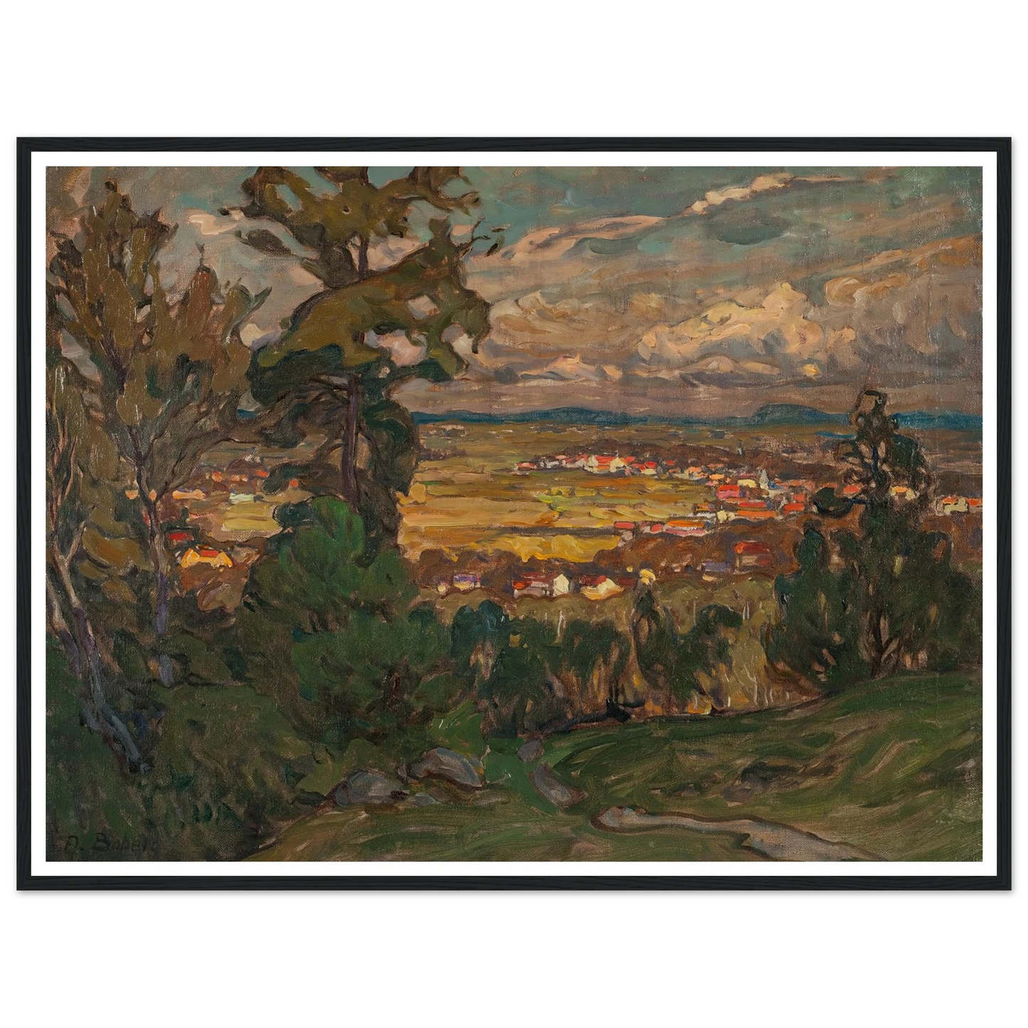 Landscape with a Village. Study from North Norway Art Print | Anna Boberg-Quipham Collections