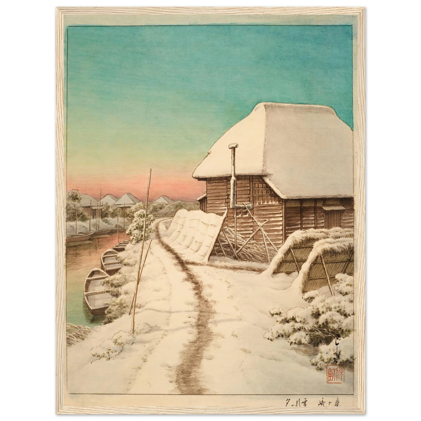 Morigasaki setsugo no yu (Evening after snow at Morigasaki) Art Print | Kawase Hasui-Quipham Collections