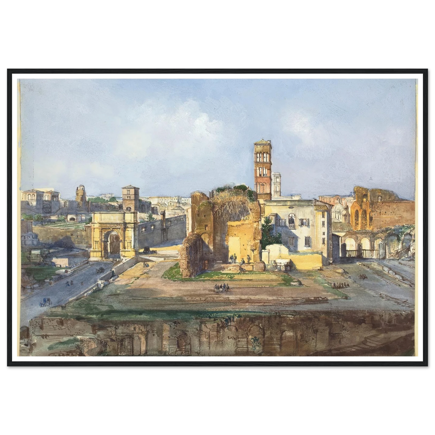 The Arch of Titus and the Temple of Venus and Rome near the Roman Forum Art Print | Ippolito Caffi-Quipham Collections
