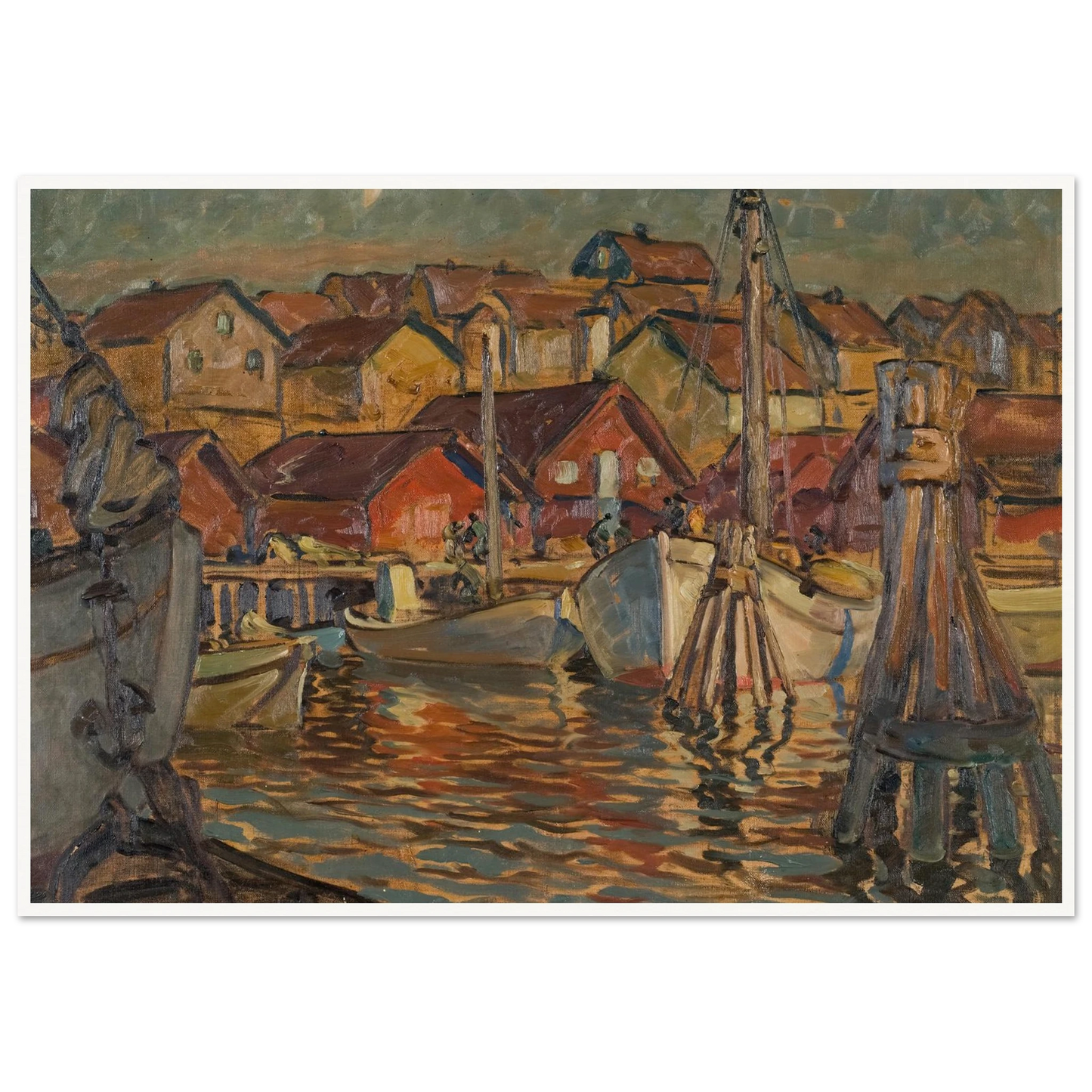 A Fishing Harbour. Study from North Norway Art Print | Anna Boberg-Quipham Collections