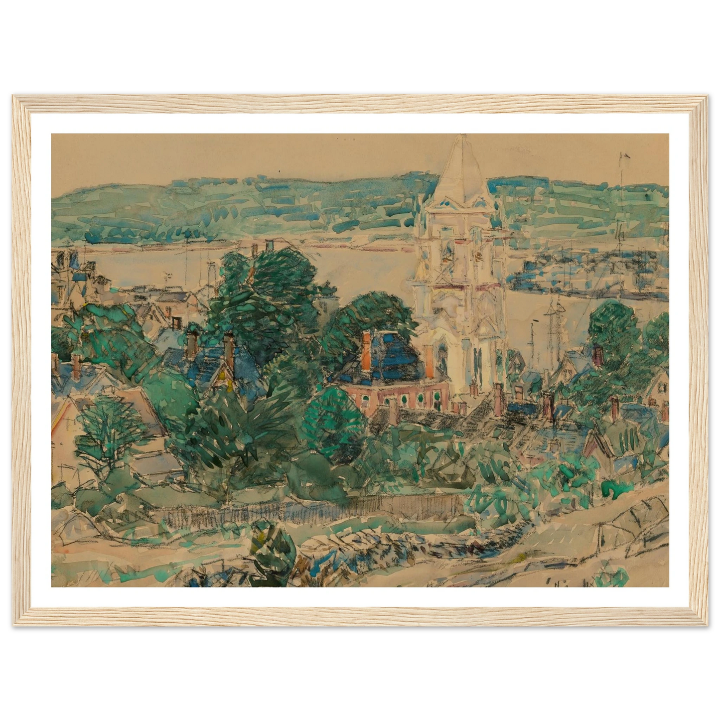 Shingling the First Baptist Church, Gloucester study (1919) Art Print | Childe Hassam-Quipham Collections