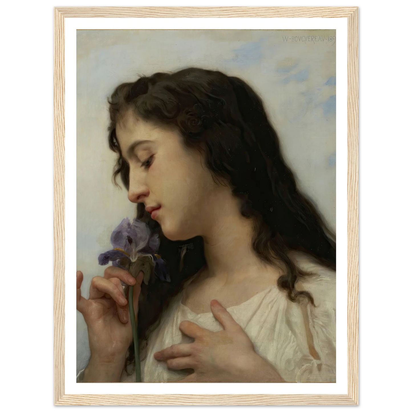 Woman with Iris (1895) Art Print | William Bouguereau-Quipham Collections