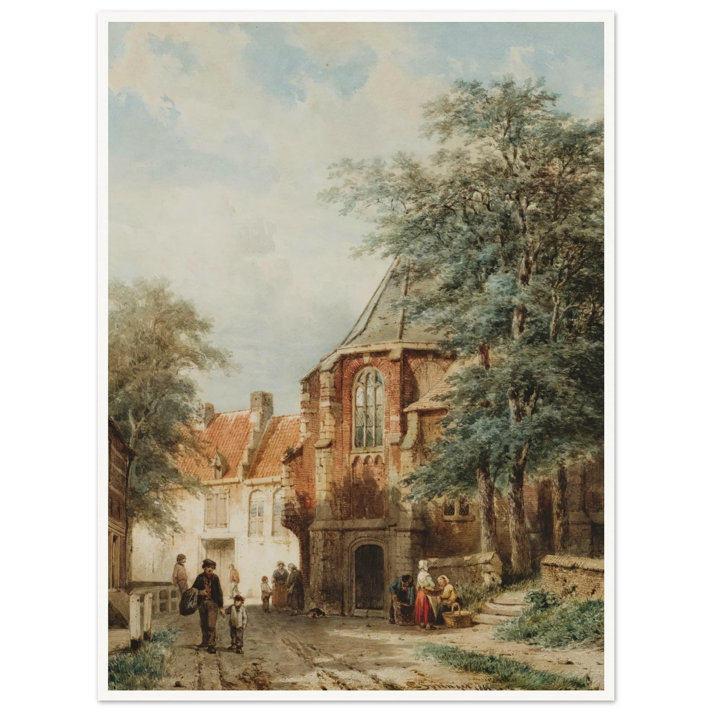 Figures In The Dorpsstraat, Asperen (1861) Art Print | Cornelis Springer-Quipham Collections