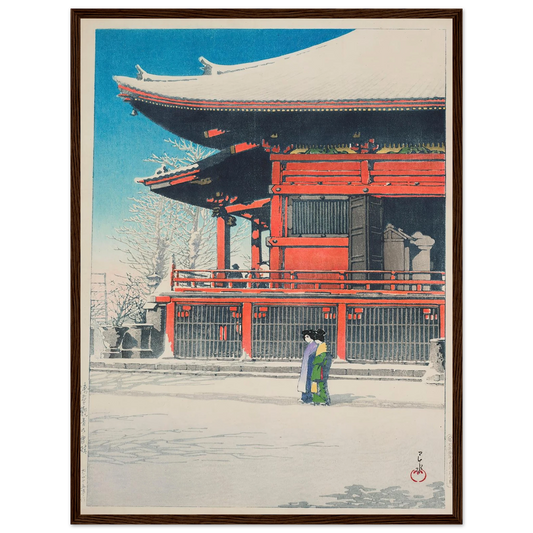 Asakusa kannon no yukibare (Clear weather after snow at Asakusa Kannon Temple) (1926) Art Print | Kawase Hasui - Framed Poster - 30x40 cm / 12x16″ - Black frame