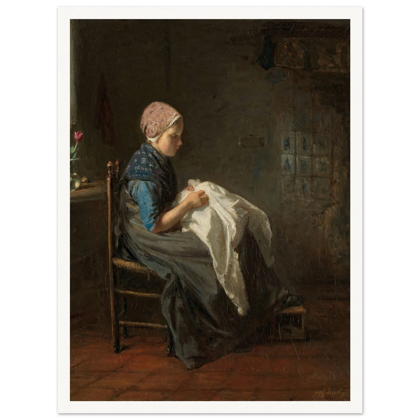 ‘The Little Seamstress’ (1850 - 1888) Art Print | Jozef Israels-Quipham Collections