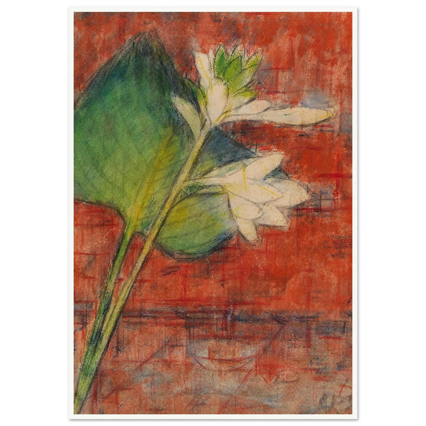 Herzblatttlilien auf rotem Grund (1934) Art Print | Christian Rohlfs-Quipham Collections