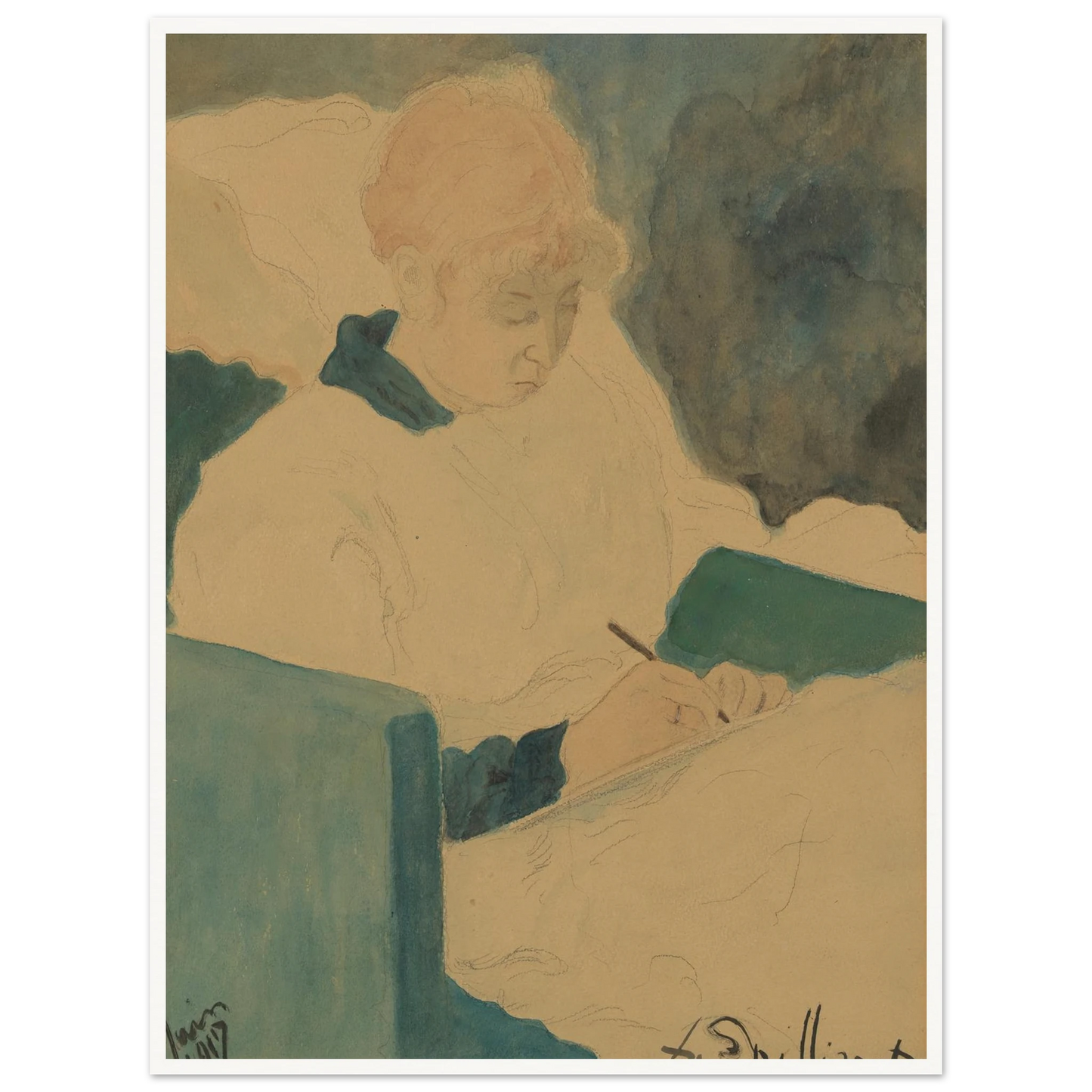De briefschrijfster (1917) Art Print | Leon Spilliaert-Quipham Collections