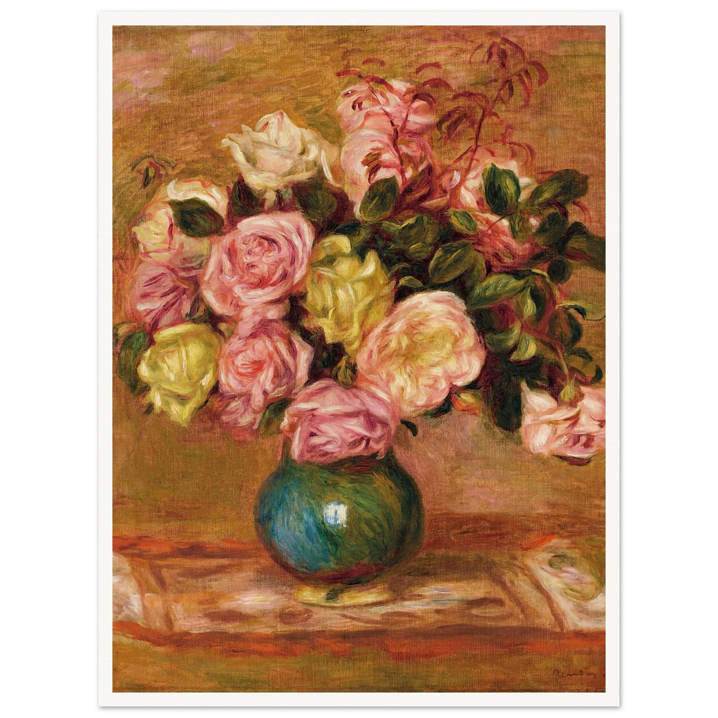 Bouquet de roses dans un vase (1906) Art Print | Pierre Auguste Renoir-Quipham Collections