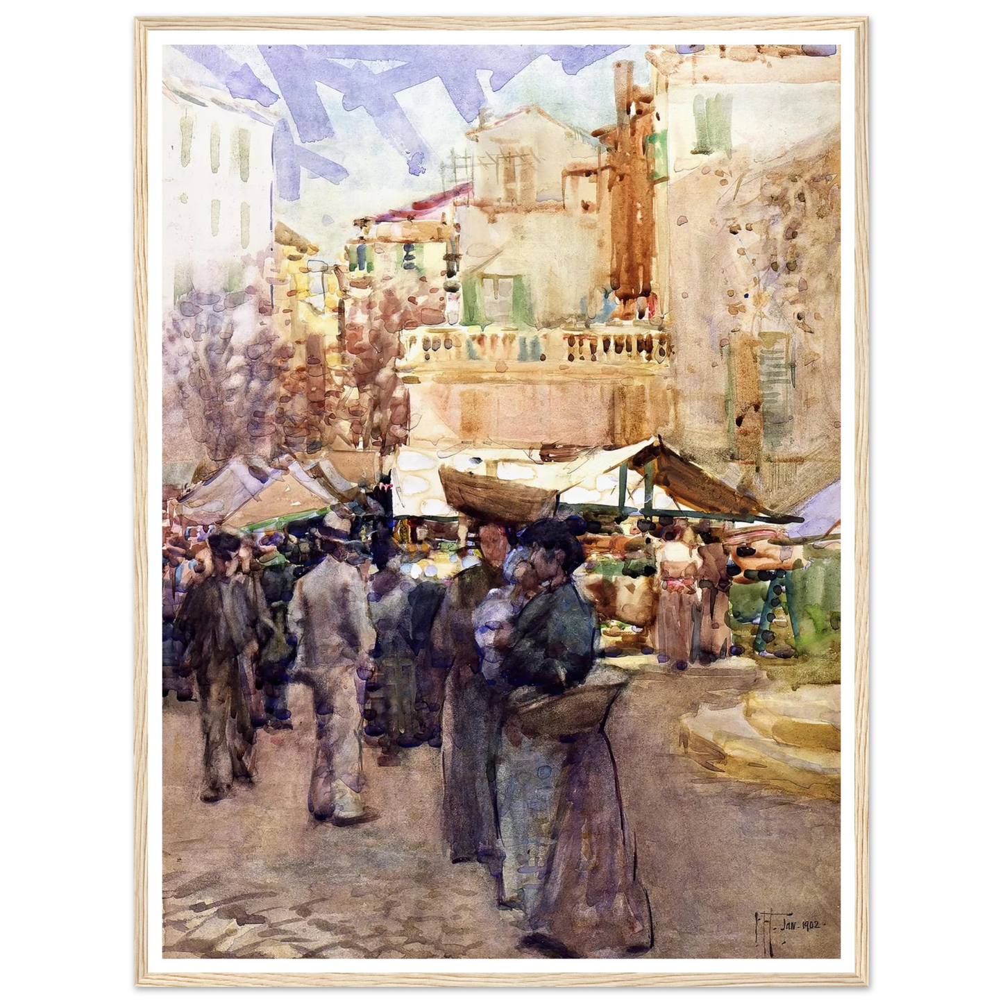 The market place, San Remo, Italy (1902) Art Print | Frances Hodgkins-Quipham Collections