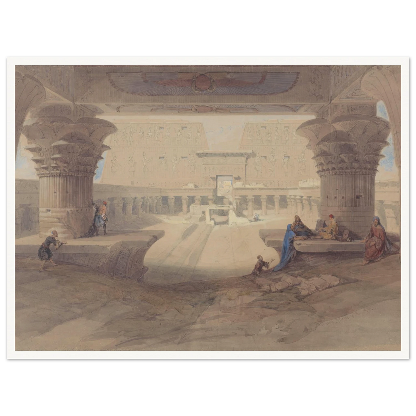 From under the Portico of the Temple of Edfu, Upper Egypt Art Print | David Roberts-Quipham Collections