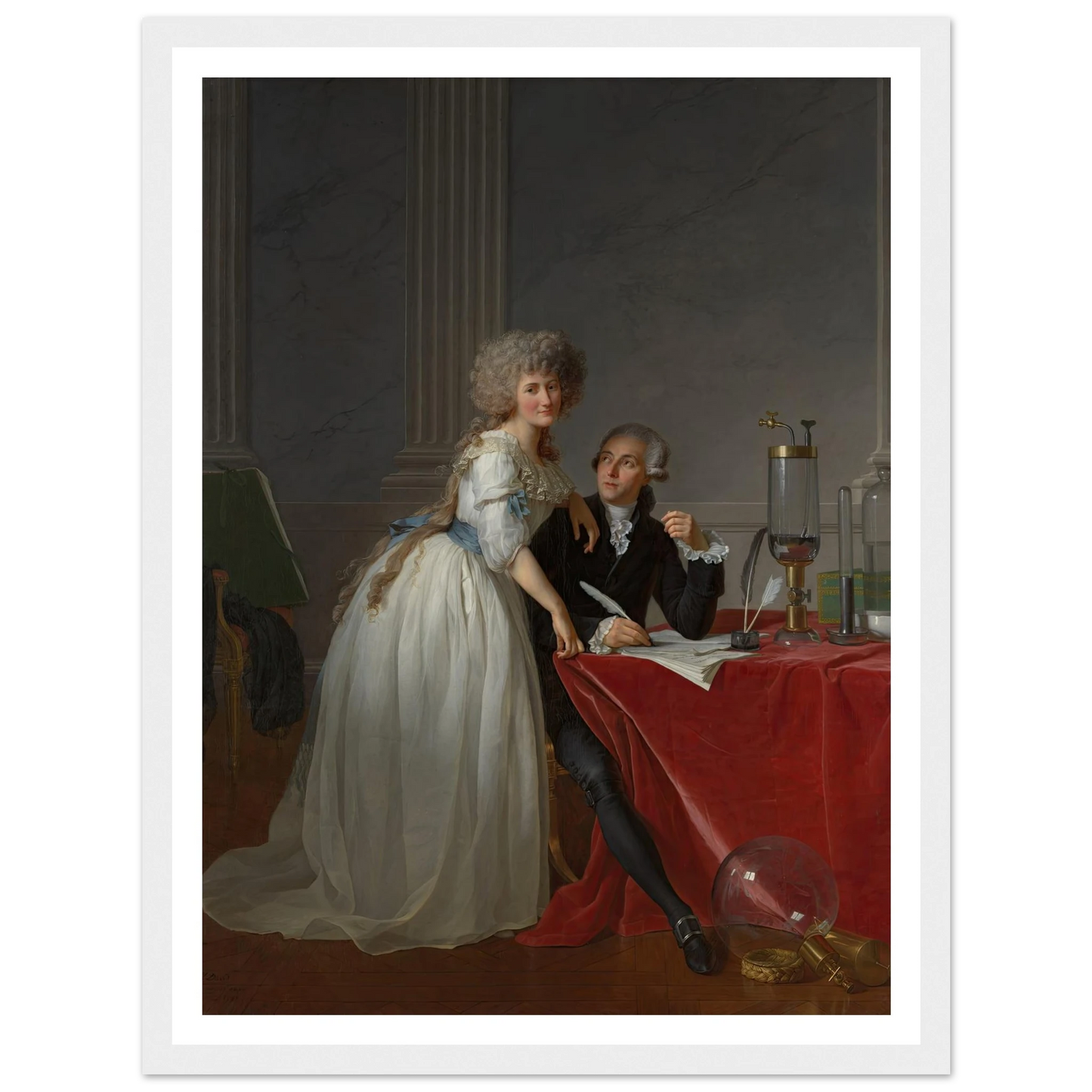 Antoine Laurent Lavoisier (1743–1794) and Marie Anne Lavoisier (Marie Anne Pierrette Paulze, 1758–1836) (1788) Art Print | Jacques Louis David-Quipham Collections