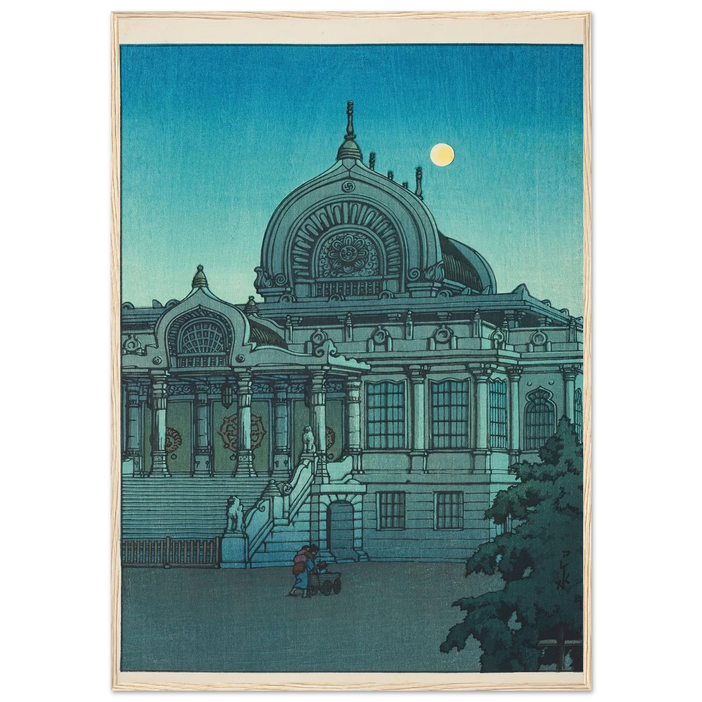 Tsukiji Honganji no yuzuki (Evening moon at Honganji Temple in Tsukiji) (1936) Art Print | Kawase Hasui-Quipham Collections