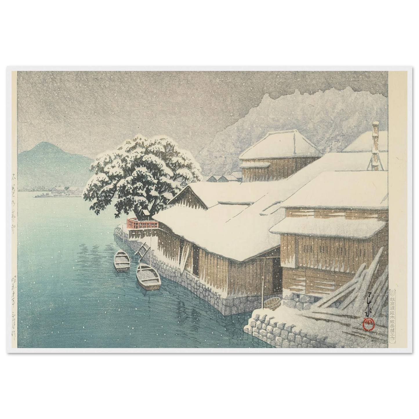 Ishinomaki no bosetsu (Evening Snow at Ishinomaki) (1935) Art Print | Kawase Hasui-Quipham Collections