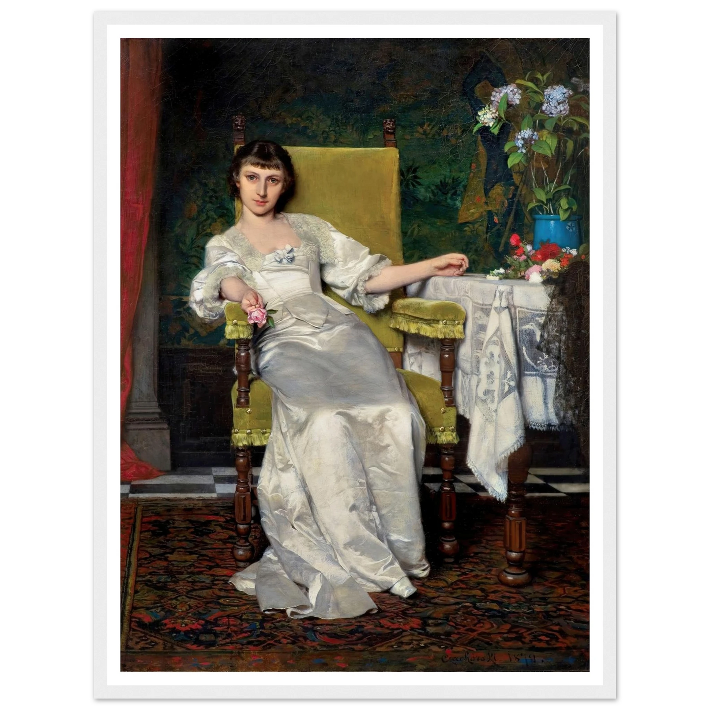 A lady with rose (1879) Art Print | Wladyslaw Czachorski-Quipham Collections
