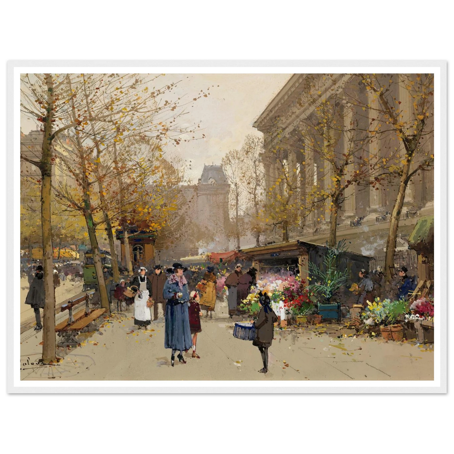Flower Market, La Madeleine Art Print | Eugene Galien Laloue-Quipham Collections