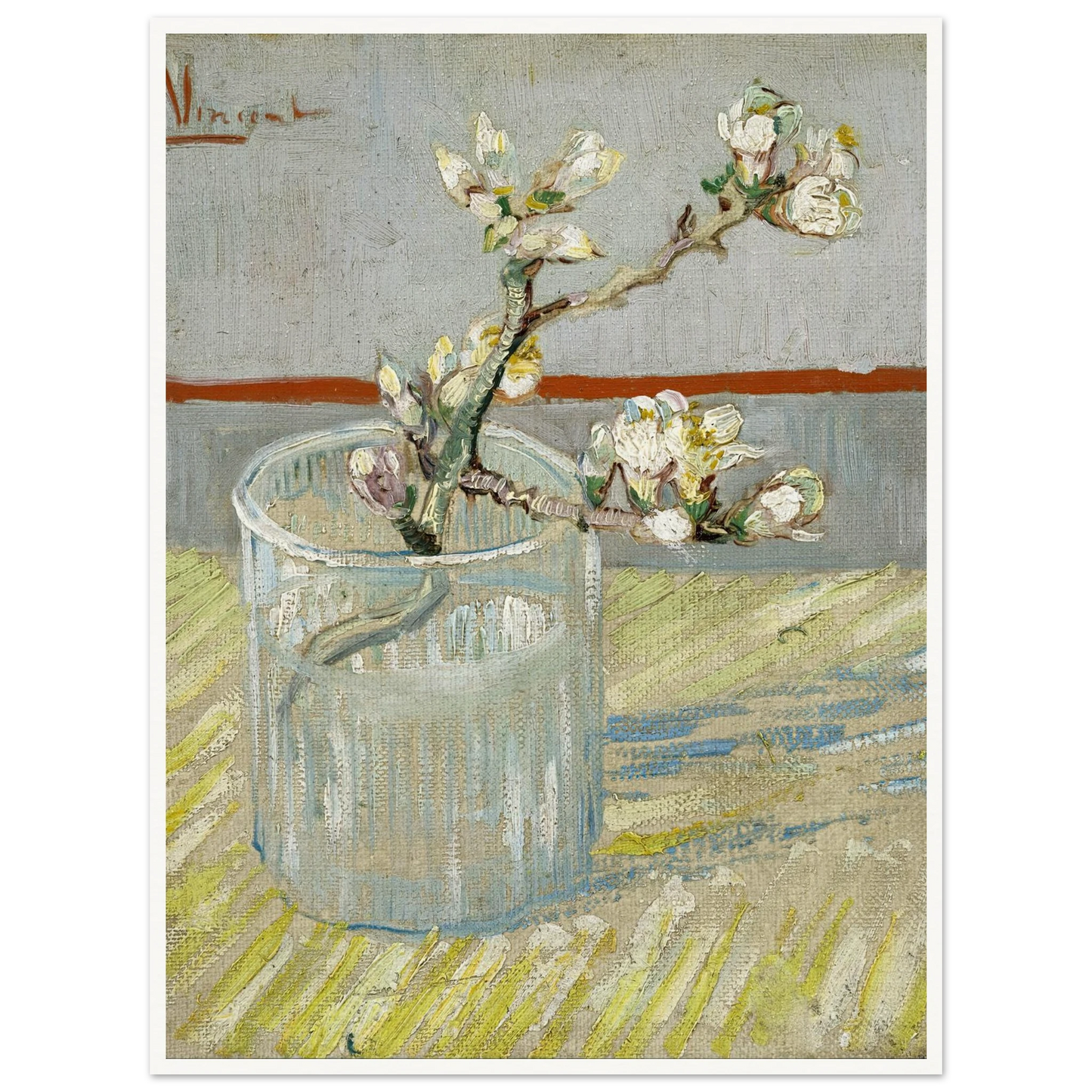 Sprig of flowering almond in a glass (1888) Art Print | Vincent van Gogh-Quipham Collections