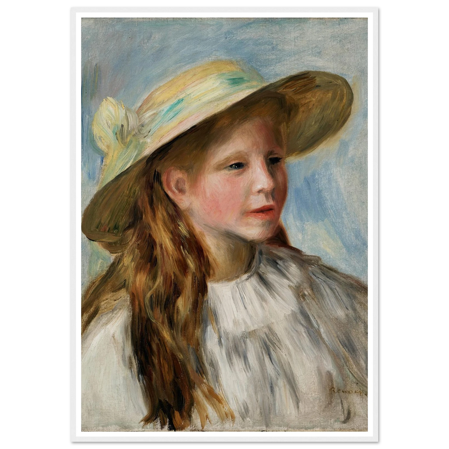 Little Girl With A Hat (Jeune Fille Au Chapeau) (1894) Art Print | Pierre Auguste Renoir-Quipham Collections