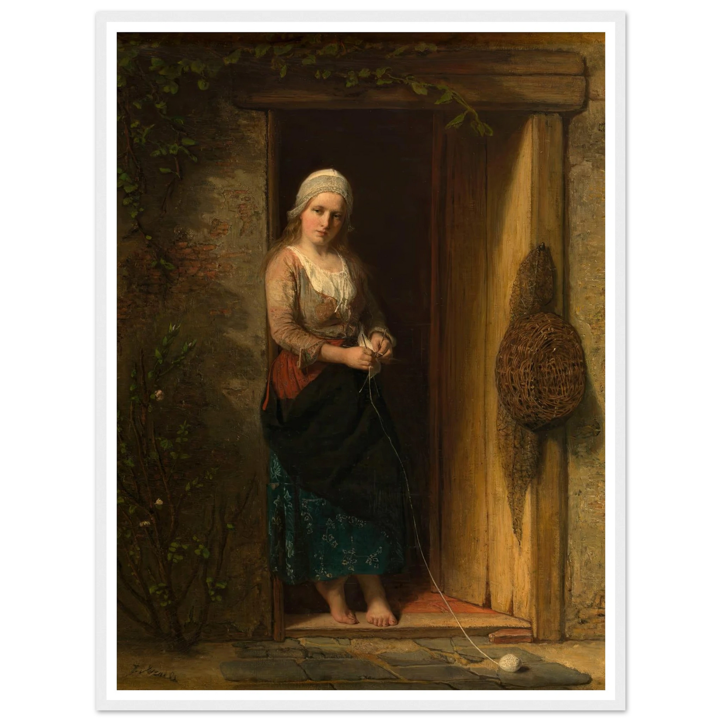 Ida, the Fisherman’s Daughter at the Doorway (1851) Art Print | Jozef Israels-Quipham Collections
