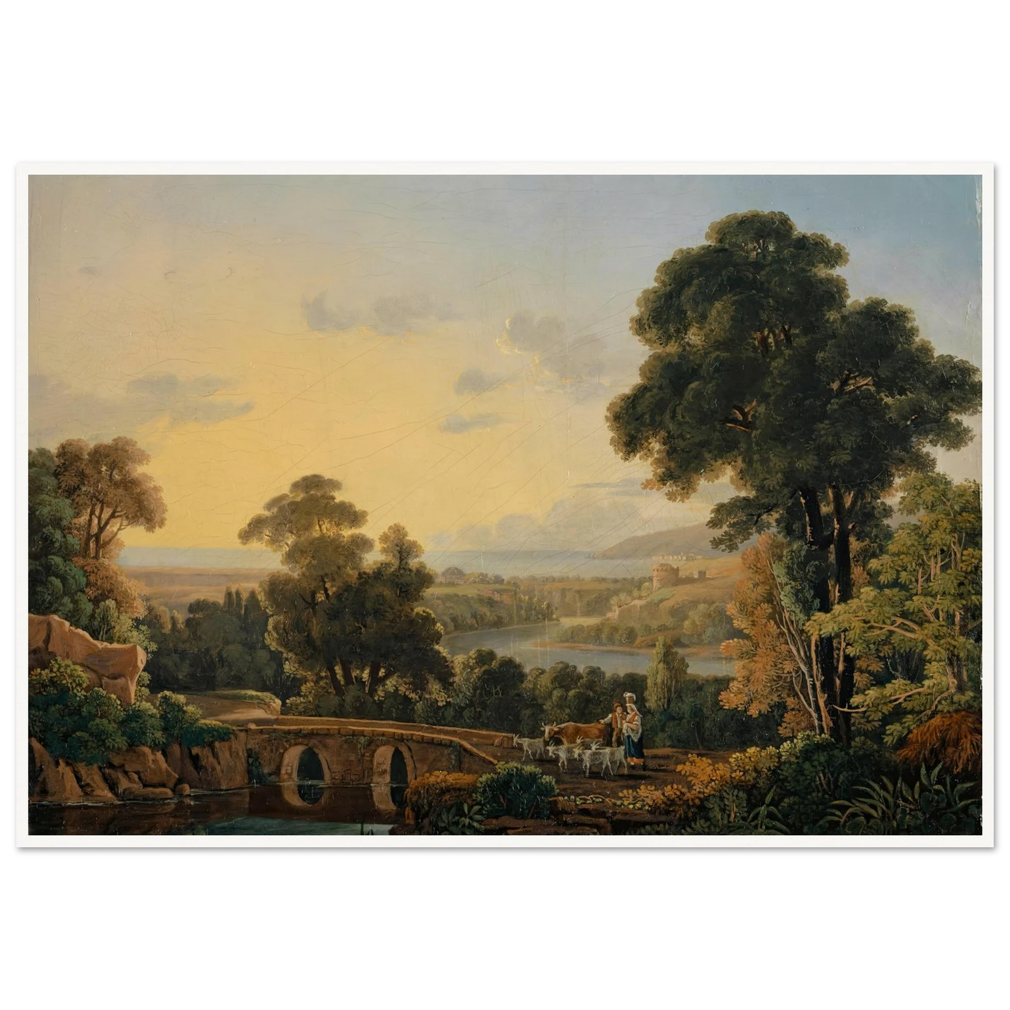 Hilly Landscape with River and Bridge Art Print | Peter Birmann-Quipham Collections