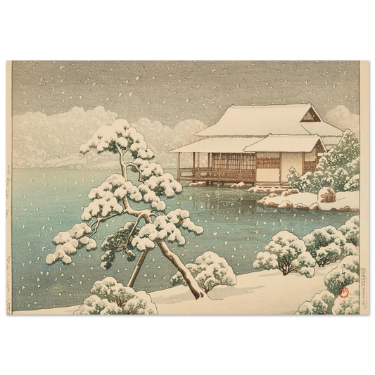Kiyosumien no yuki (Snow at Kiyosumi Park) (1938) Art Print | Kawase Hasui-Quipham Collections