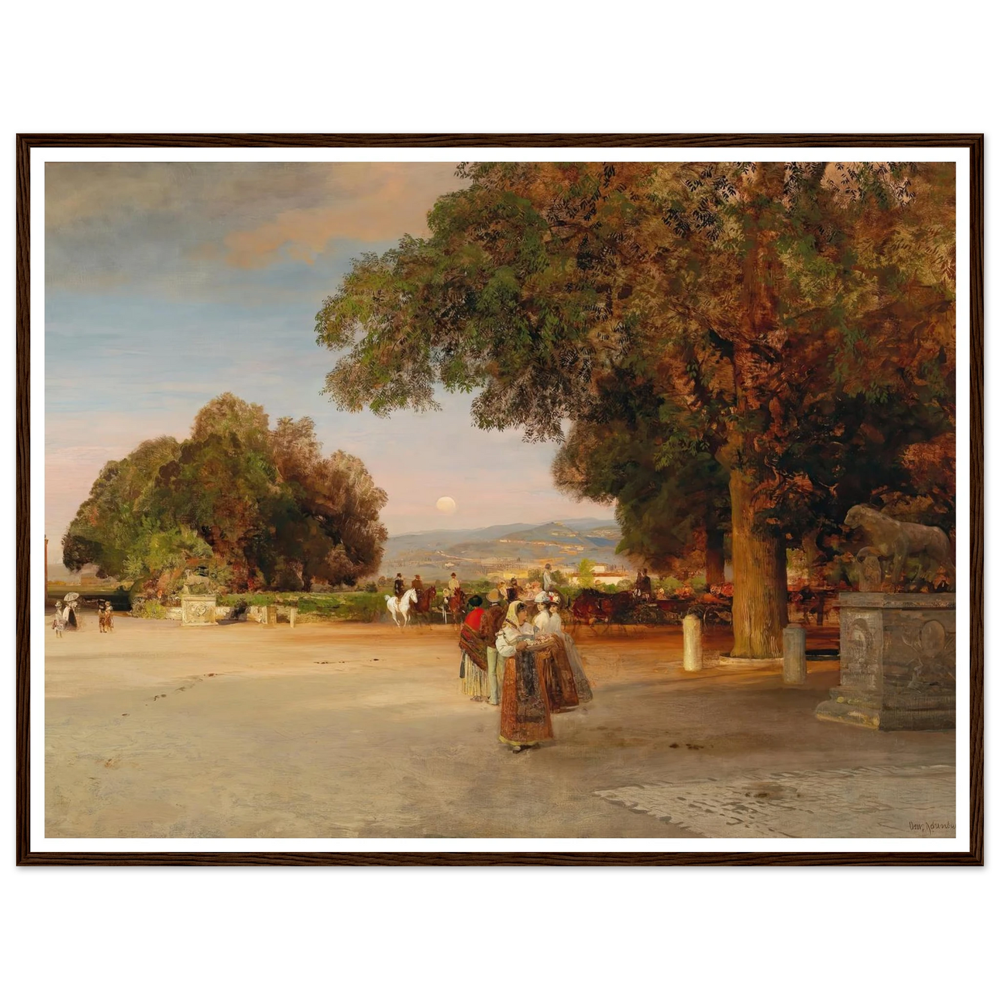 Scene at dusk on the terrace of Villa Grazioli in Grottaferrata Art Print | Oswald Achenbach-Quipham Collections