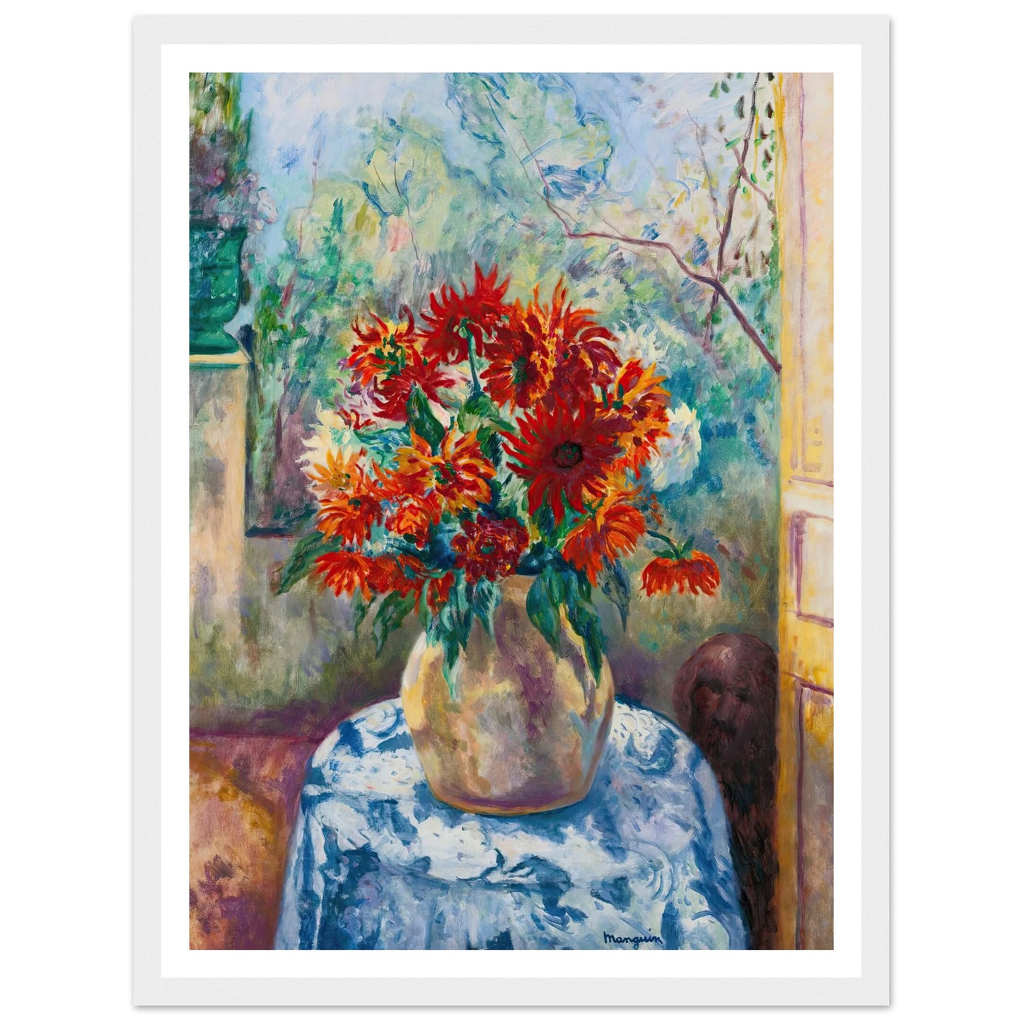 Dahlias Sur La Terrasse De L’oustalet, Saint-Tropez (1923) Art Print | Henri Manguin-Quipham Collections