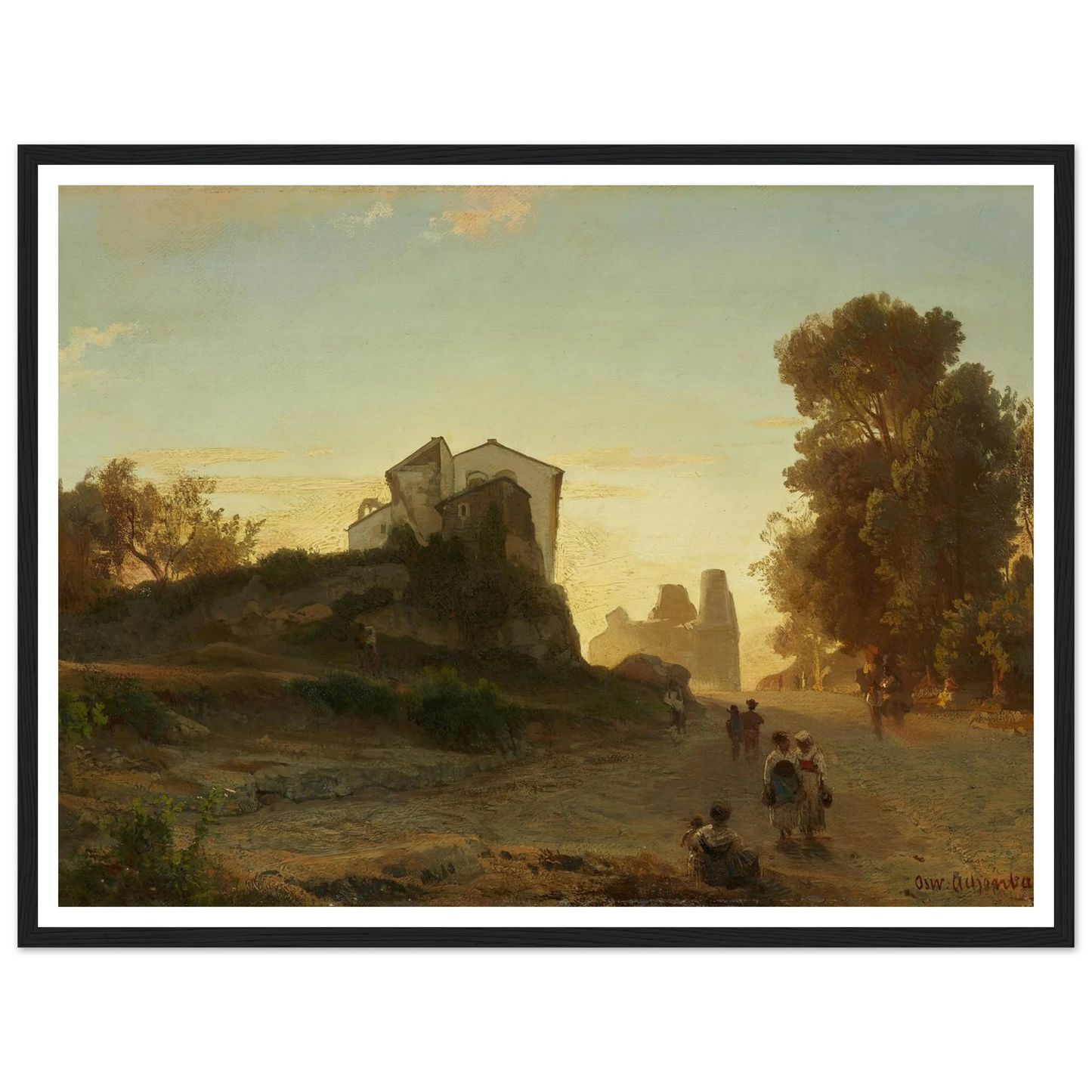 Römische Straße im Abendlicht Art Print | Oswald Achenbach-Quipham Collections