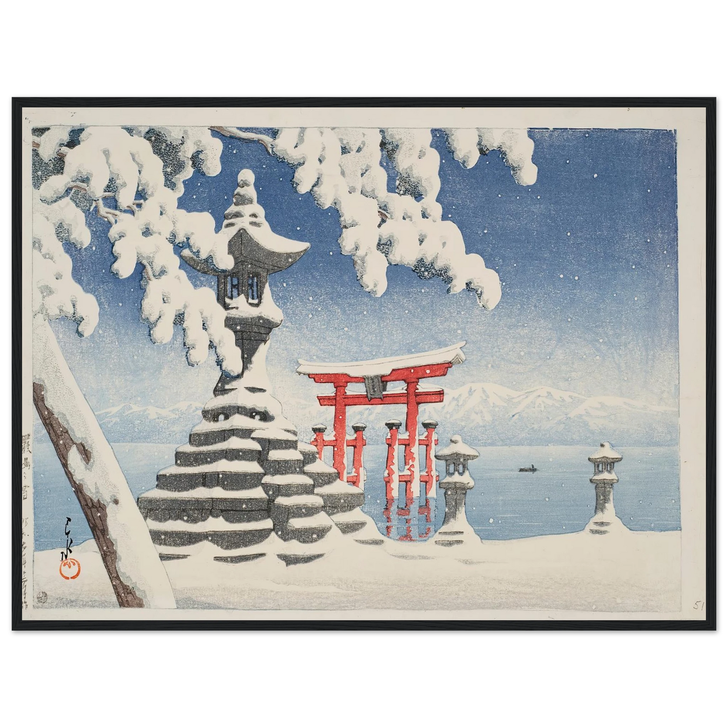 Itsukushima no yuki (Snow at Itsukushima) (1932) Art Print | Kawase Hasui-Quipham Collections