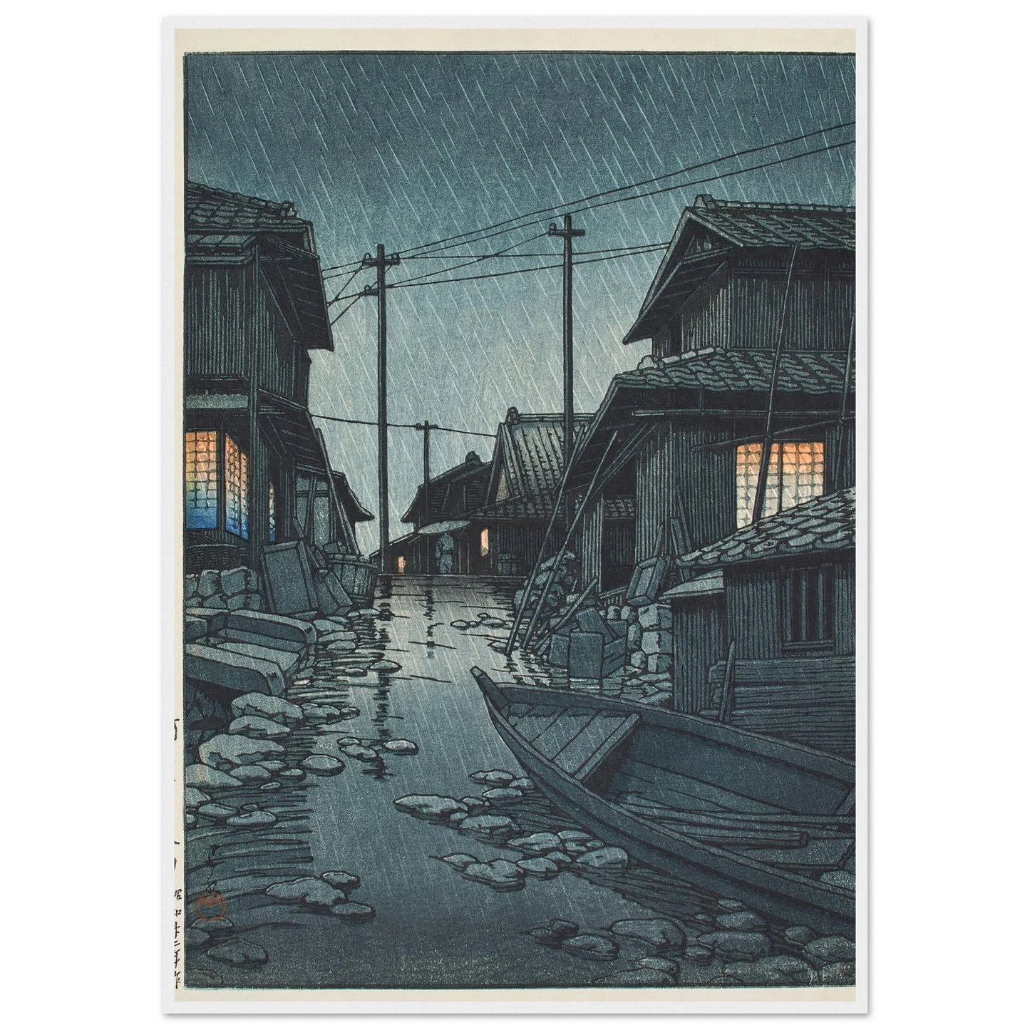 Kawarago no yau (Night rain at Kawarago) (1947) Art Print | Kawase Hasui-Quipham Collections