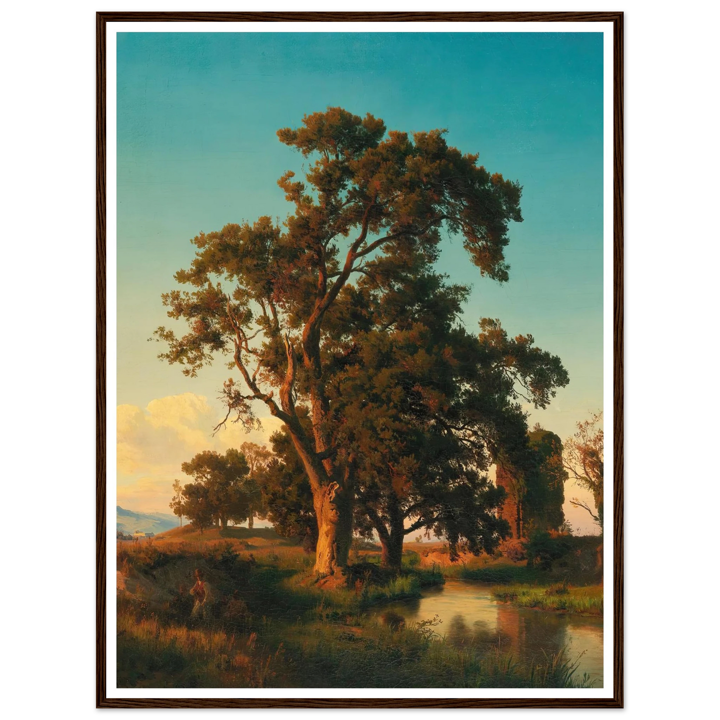 A majestic tree in the evening light Art Print | Oswald Achenbach-Quipham Collections