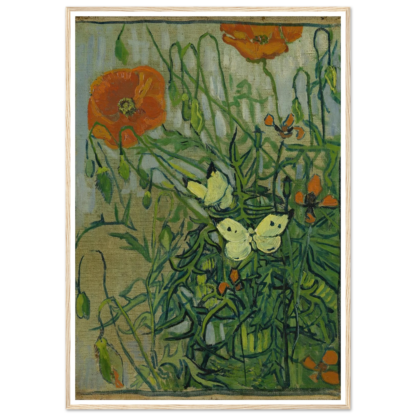 Butterflies and poppies (1890) Art Print | Vincent van Gogh-Quipham Collections