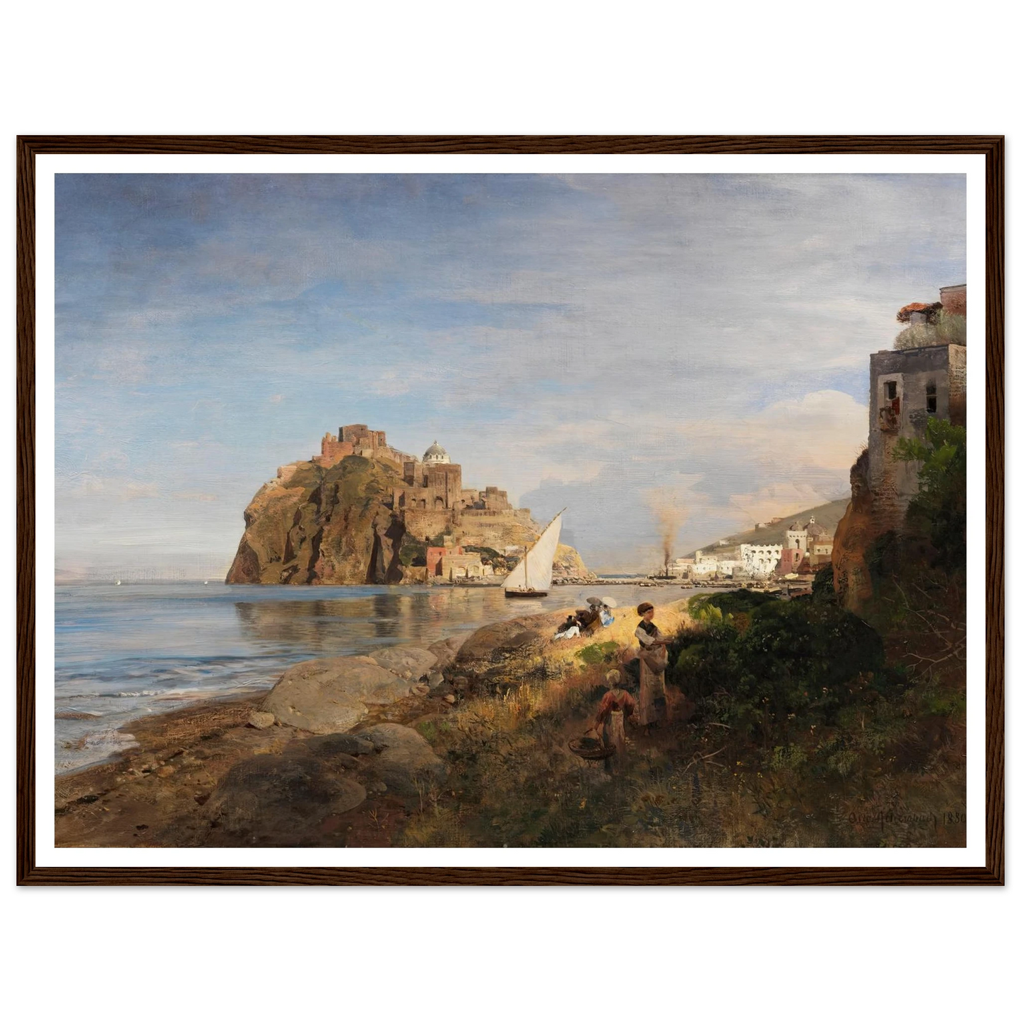 Ischia mit Blick auf das Castello Aragonese (1880) Art Print | Oswald Achenbach-Quipham Collections