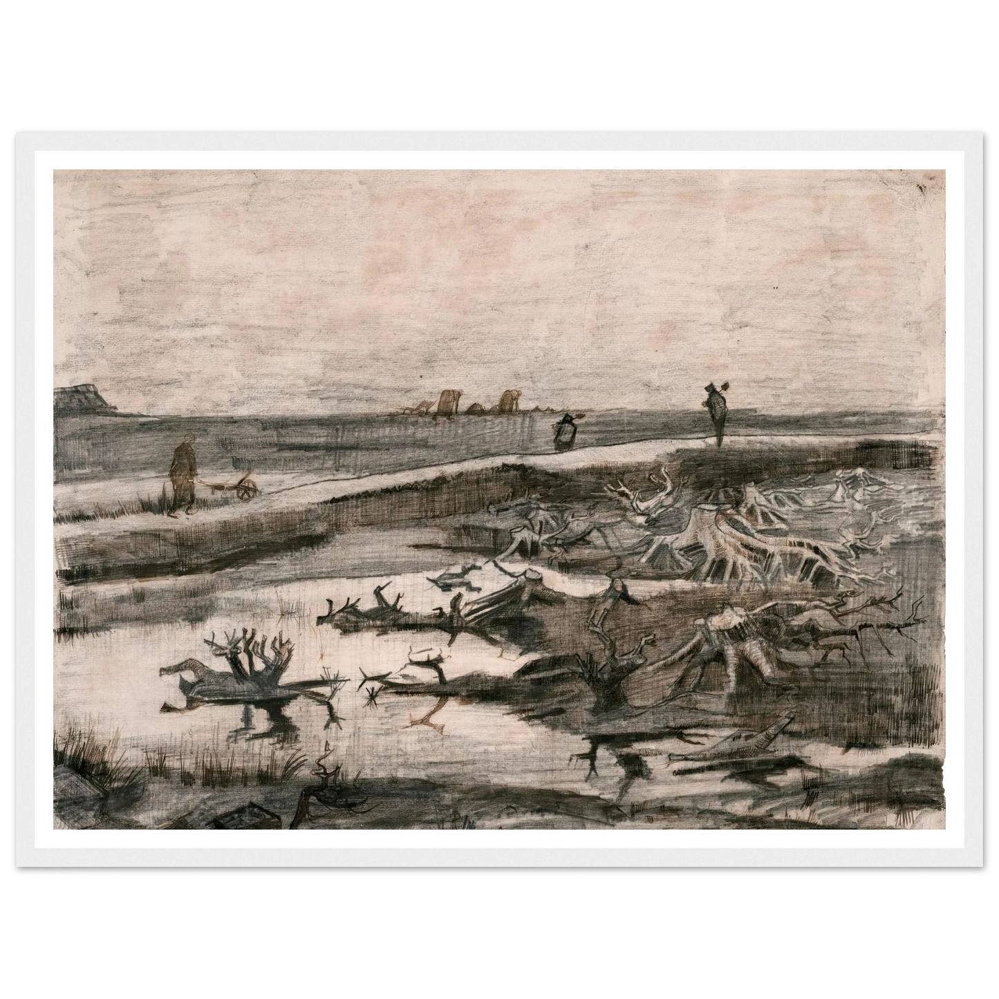 Landscape with Bog Trunks (Travaux aux Champs) (1883) Art Print | Vincent van Gogh-Quipham Collections