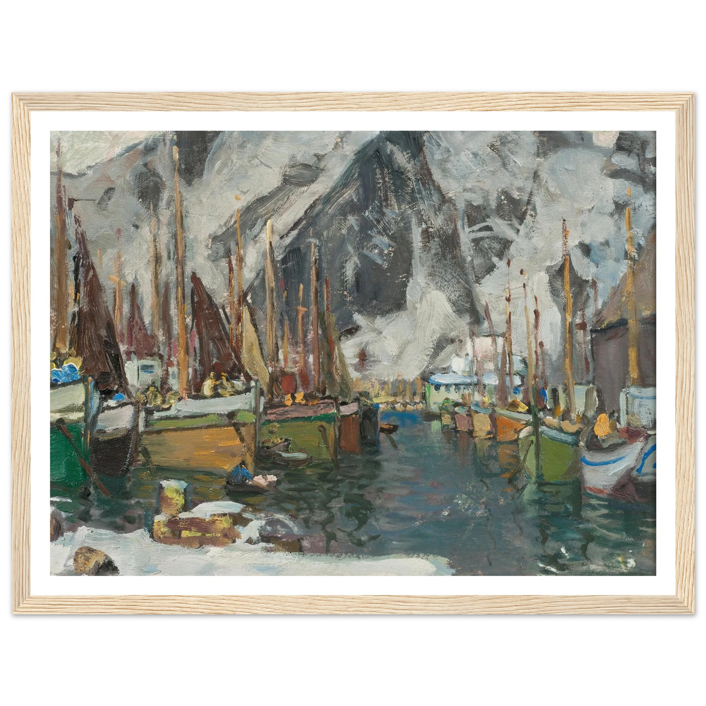Among the Fishing Boats in Svolvaer. Study from Lofoten (1934) Art Print | Anna Boberg-Quipham Collections