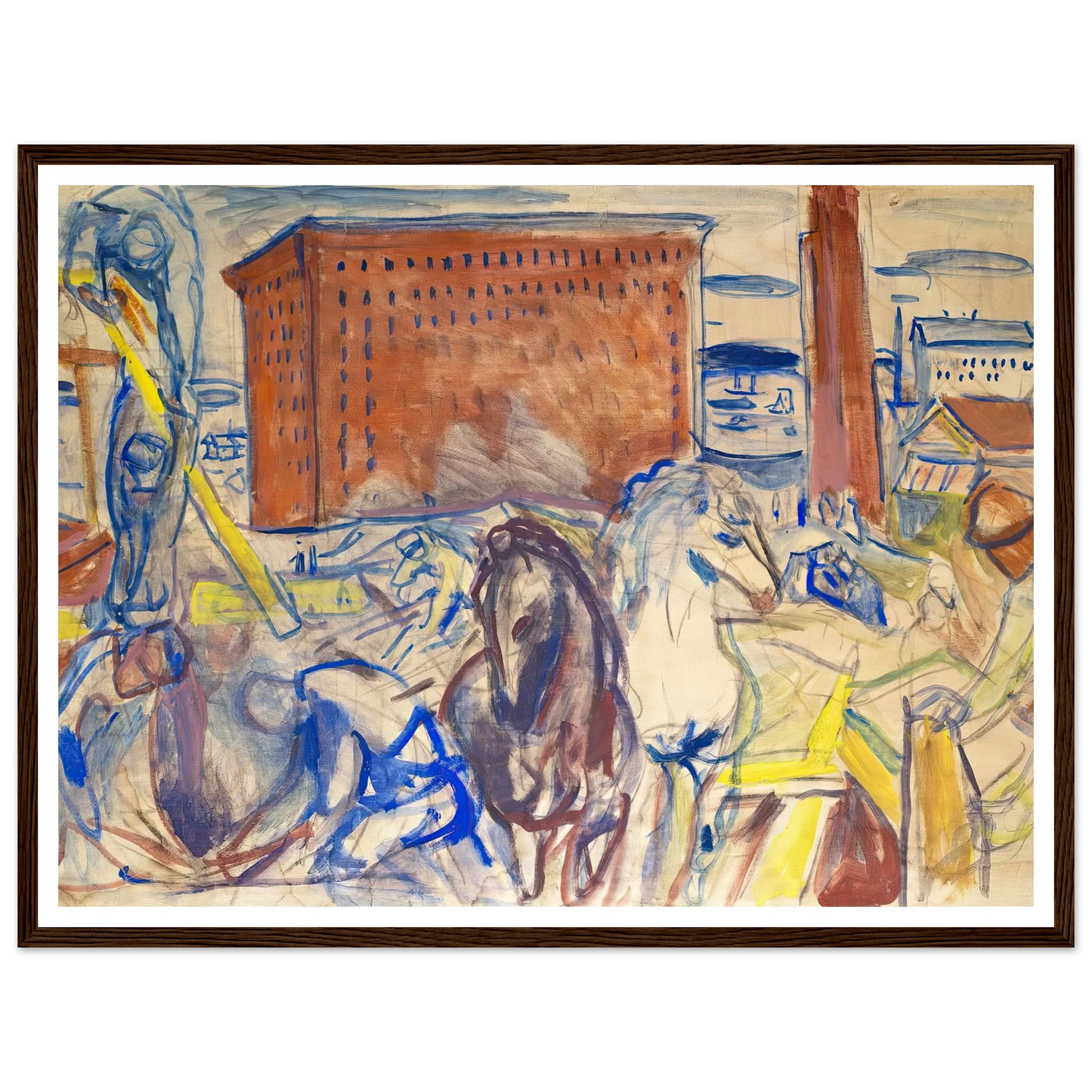 Horse Team on a Building Site (1928–1929) Art Print | Edvard Munch-Quipham Collections